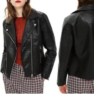 Topshop vegan leather moto jacket - small - size 6